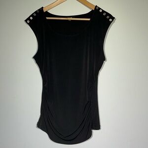 PREMISE Women Black Sleeveless Blouse Size M